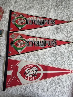 MLB Cincinnati Reds 90s Set Of Three  World Champions Pennants